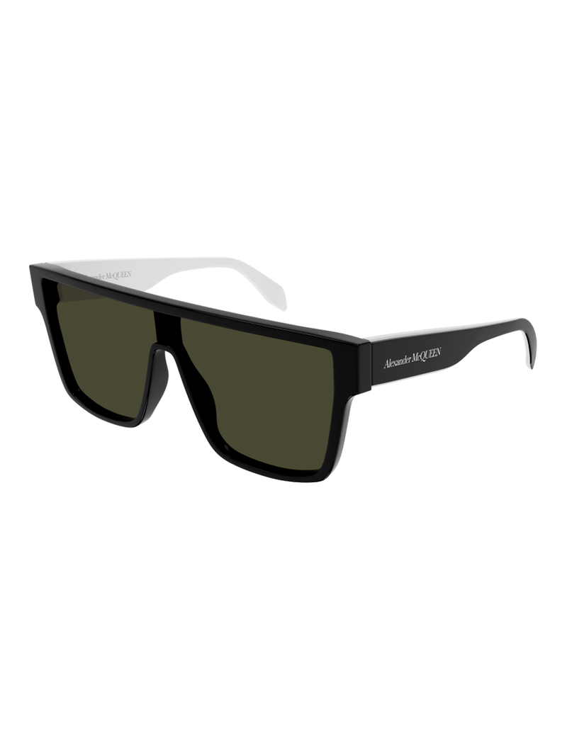 Casual Shield Sunglasses, Black/Green