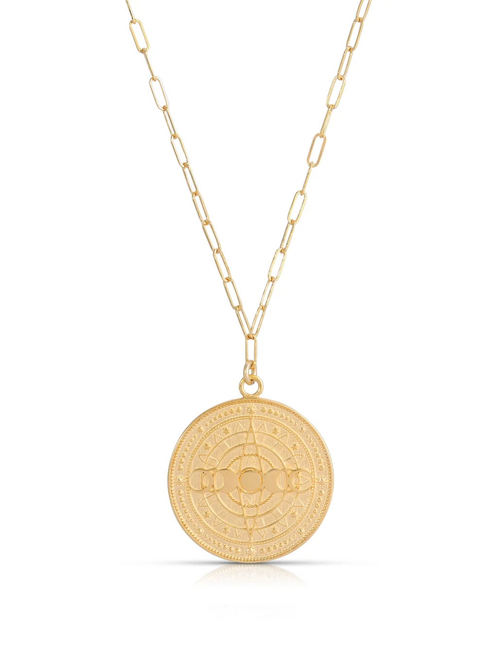 Lunar Phases Coin Necklace, Gold