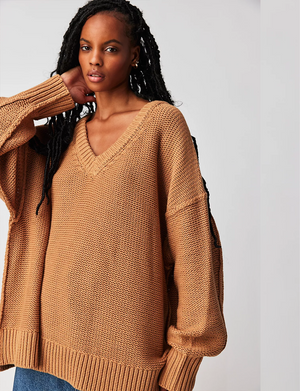 Alli V Neck Sweater, Camel