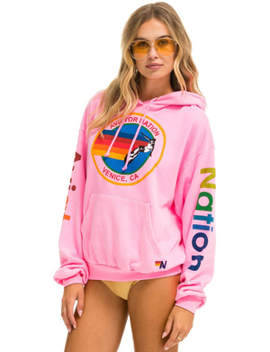 Relaxed Venice Pullover Hoodie, Neon Pink