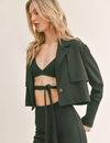 Evening Cocktail Cropped Trench Coat, Black