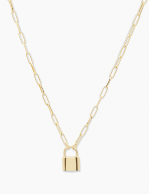 Kara Padlock Charm Necklace, Gold