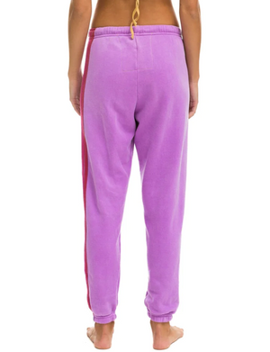 5 Stripe Womens Sweatpant, Neon Purple/Pink