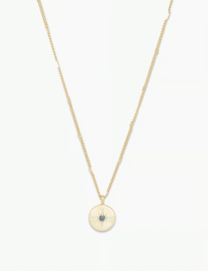 Power Birthstone Coin Necklace (September), Gold/Sapphire