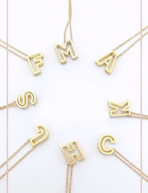 Cut Out Initial Necklace, Gold Plated