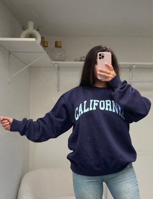 California Crewneck Sweatshirt, Navy/Baby Blue