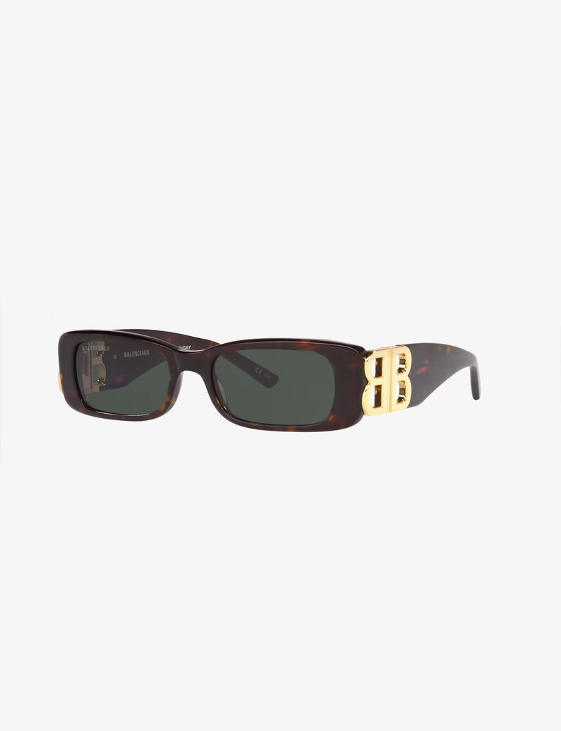 Dynasty Rectangle Sunglasses, Havana/Gold/Green