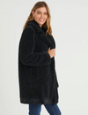 Zip Teddy Jacket, Black