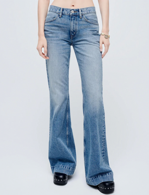 70s Low Rise Bell Bottoms, Lake Blue