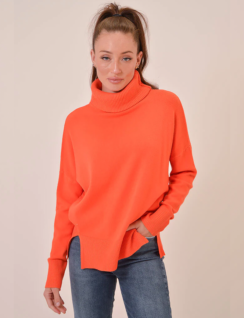 Trento Turtleneck Sweater, Papaya
