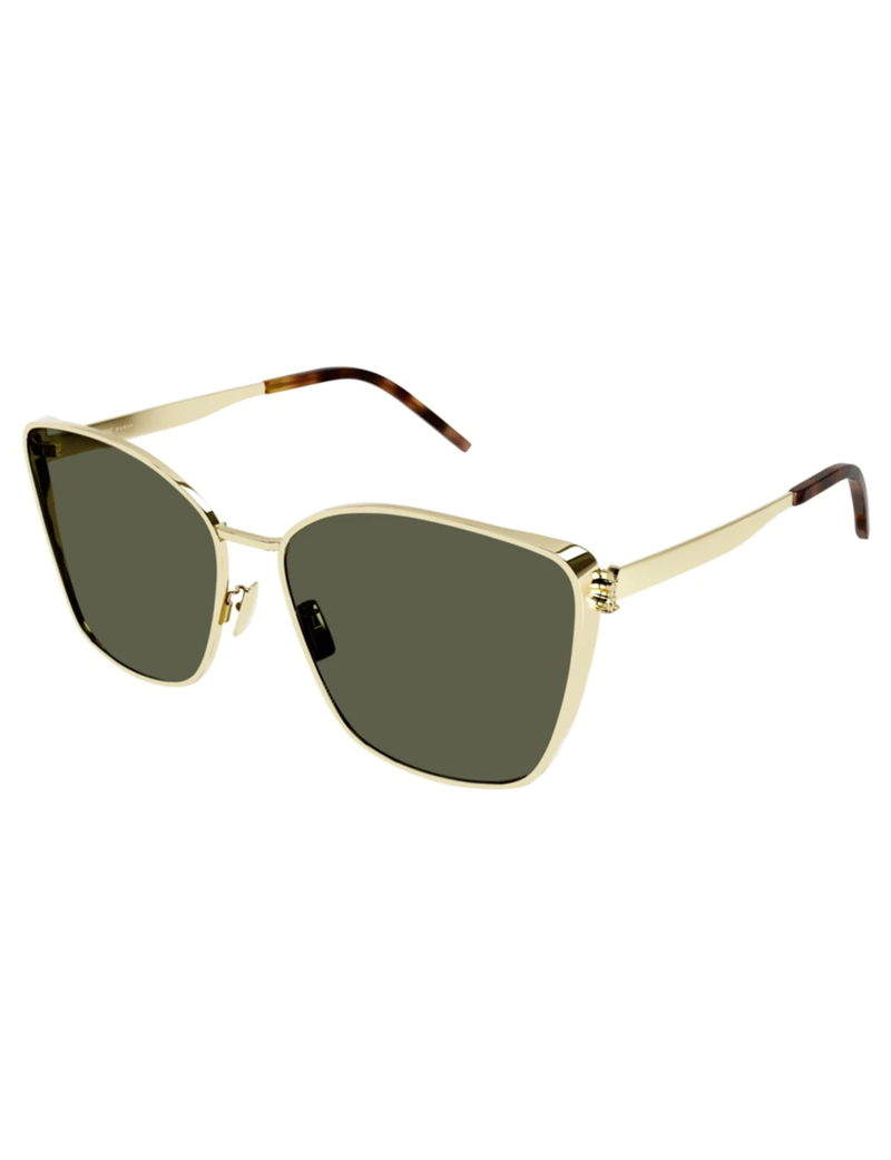 Oversized Metal Sunglasses, Gold/Green