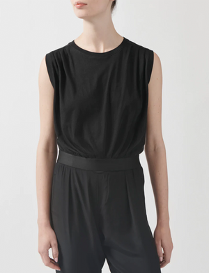 Classic Jersey Twisted Hem Cropped Top, Black
