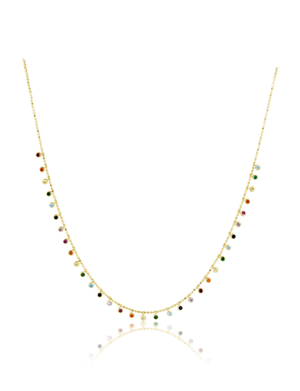 CZ Valerie Rainbow Necklace, Gold Plated