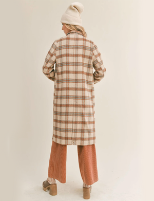 Nature Lover Plaid Coat, Taupe Brown