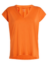 Le Mid Rise V Neck Tee, Bright Tangerine