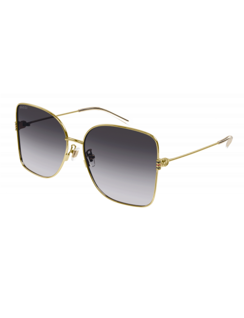 Square Skinny Mini Logo Sunglasses, Gold/Grey