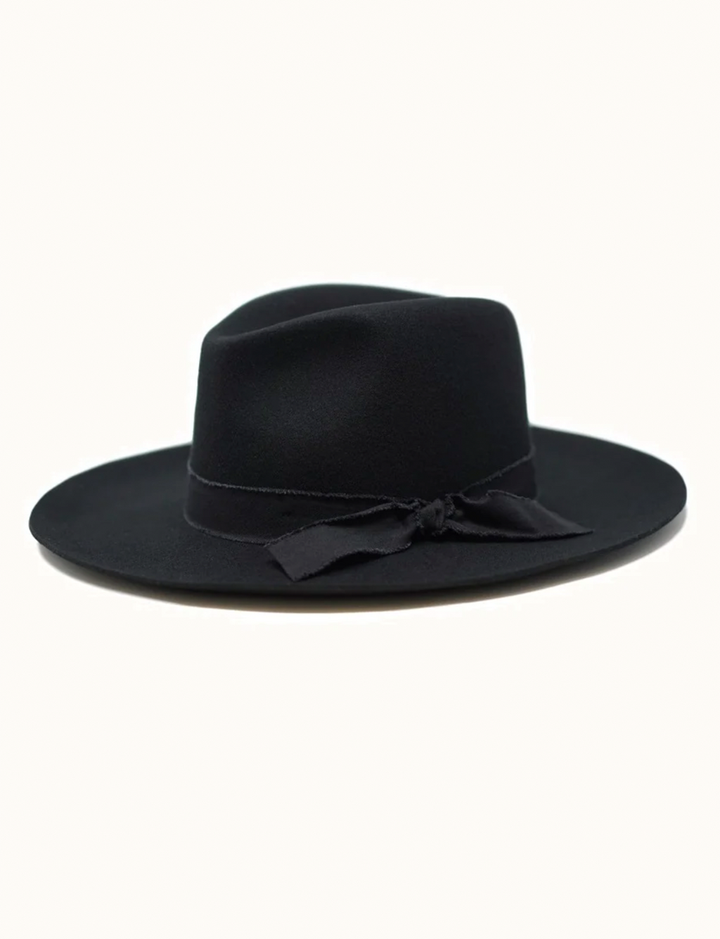 Wool Felt Panama Hat w/ Raw Band, Black