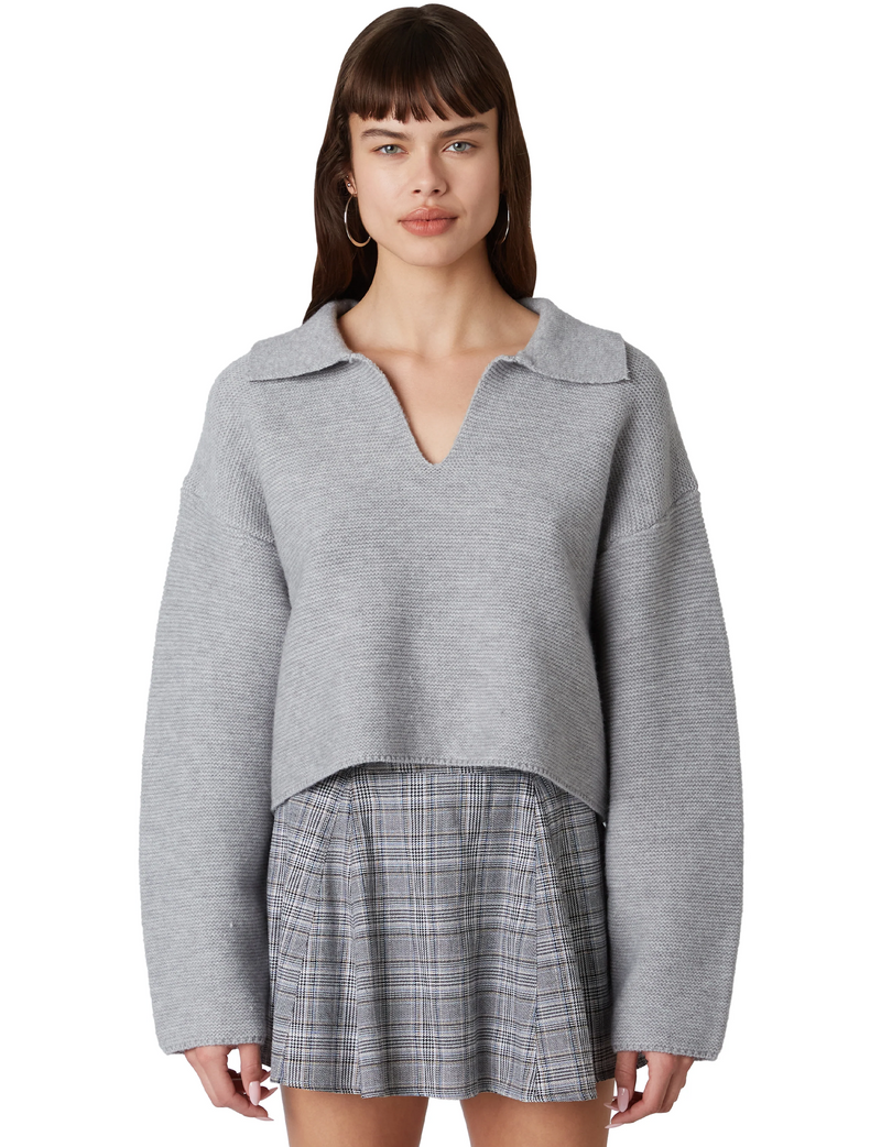 Samira Polo Sweater, Heather Grey