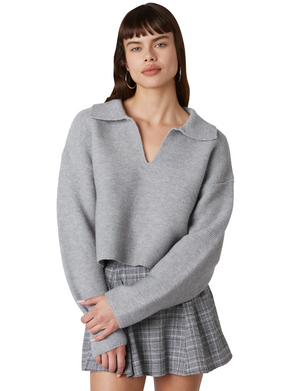 Samira Polo Sweater, Heather Grey