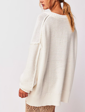 Alli V Neck Sweater, Optic White