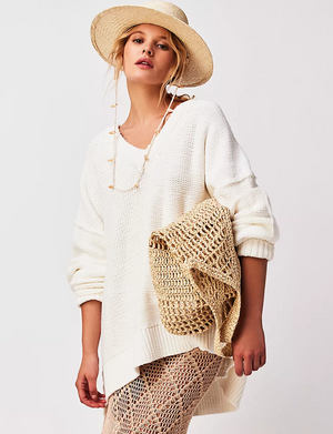 Alli V Neck Sweater, Optic White