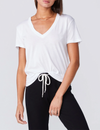 Monrow Cotton Modal Relaxed V Neck Tee, White