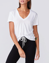 Monrow Cotton Modal Relaxed V Neck Tee, White