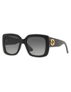Luxury Square Sunglasses, Black/Grey