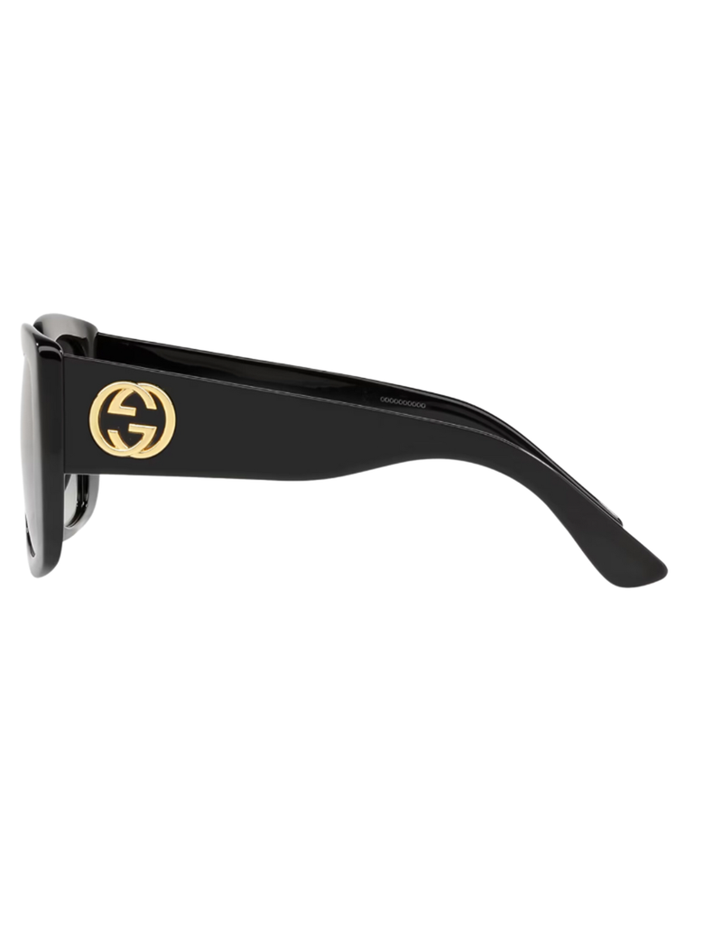 Luxury Square Sunglasses, Black/Grey