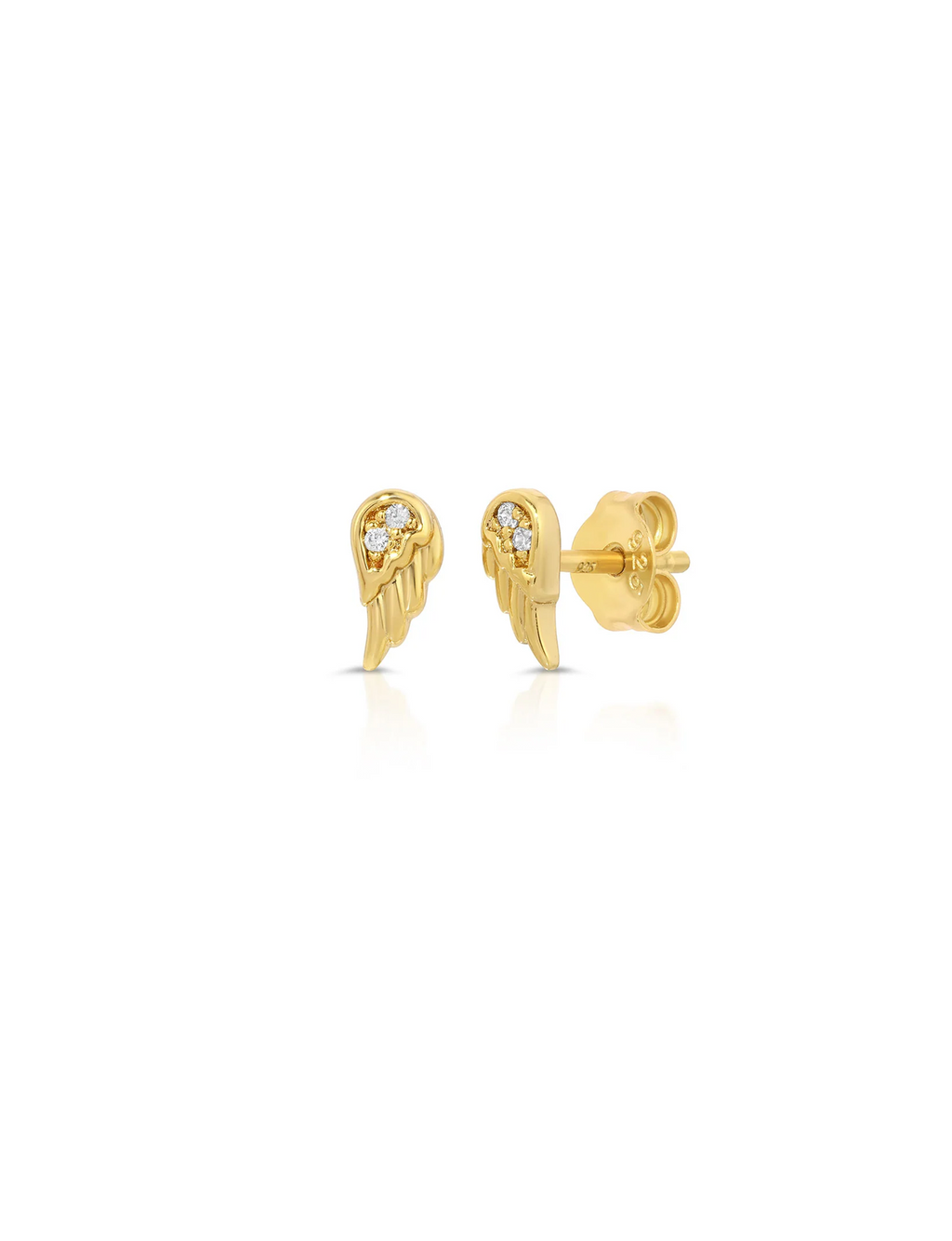 City Of Angel Wings CZ Studs, Gold