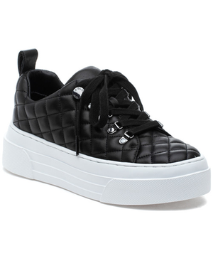 Aimee Quilted Leather Platform Sneaker, Black