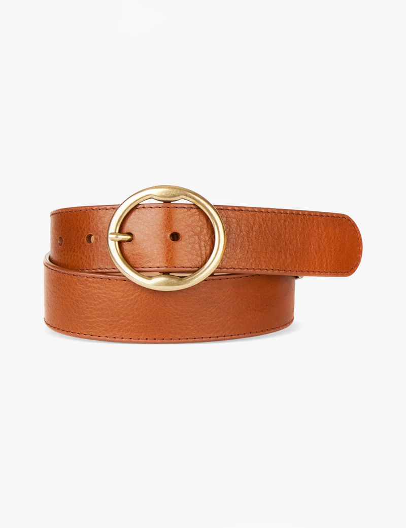 Fifer Vachetta Belt, Tan /Gold