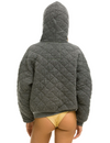 Quilted Relaxed Zip Hoodie, Heather Grey