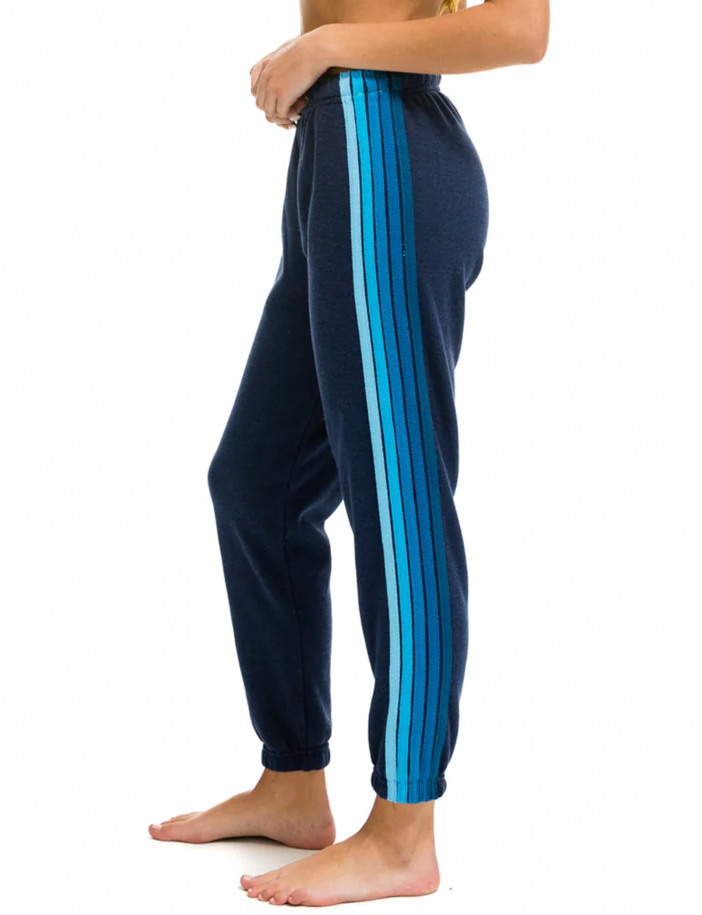 5 Stripe Women's Sweatpant, Navy/Blue