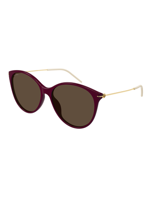 Basic Round Cat Eye Sunglasses, Burgundy/Gold/Brown