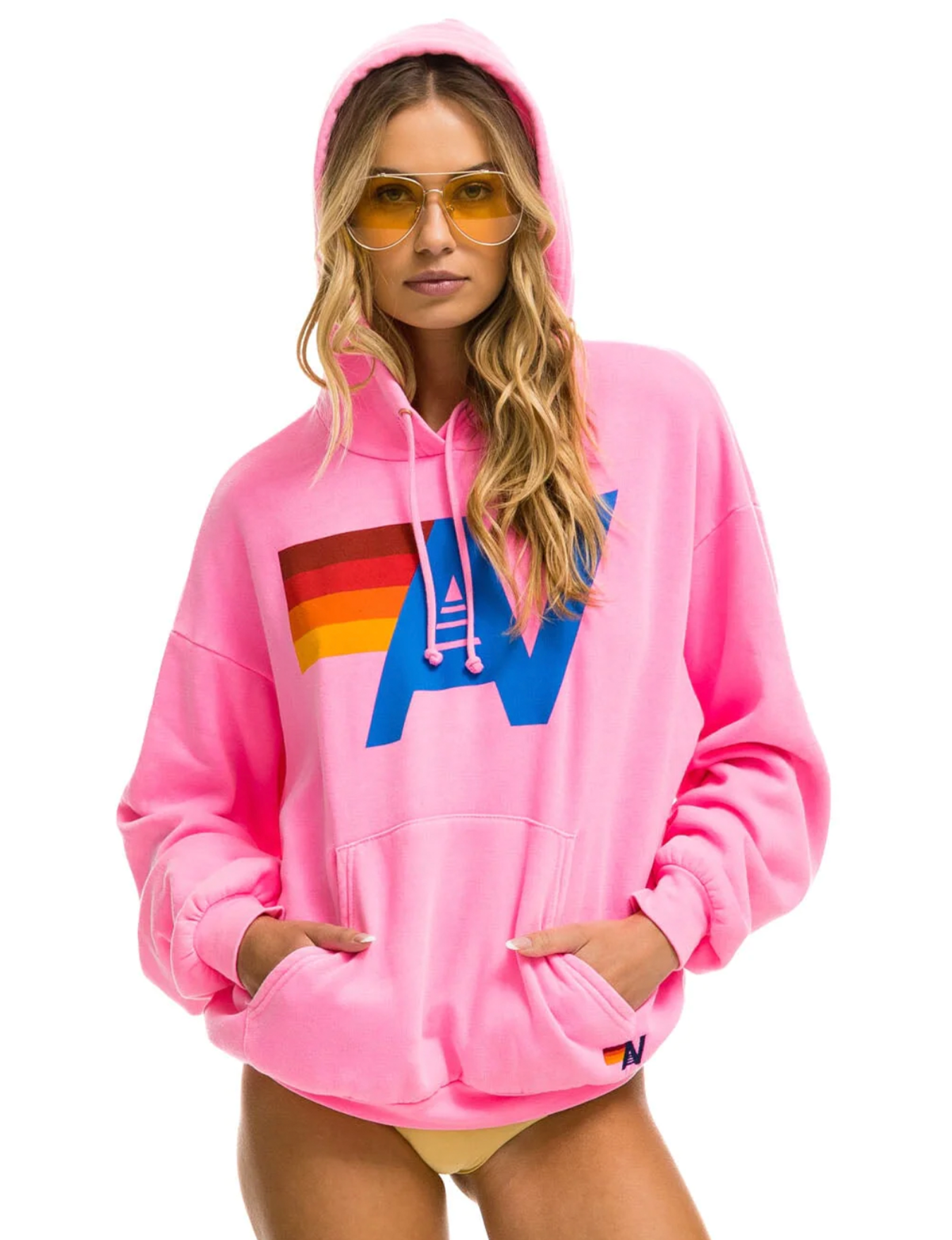 Relaxed Logo Pullover Hoodie, Neon Pink