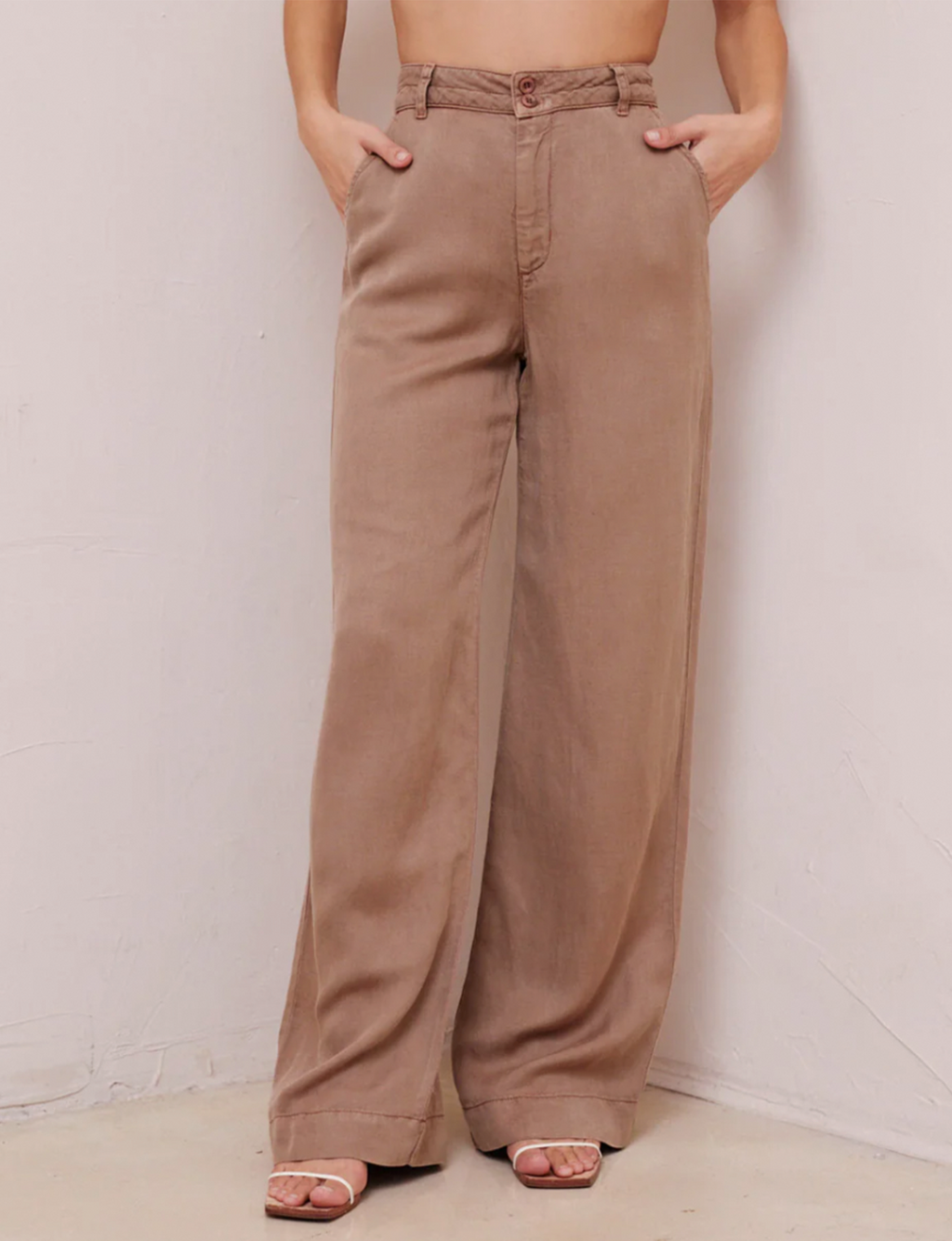 Harper Clean Hem High Waist Pant, Mocha Chocolate