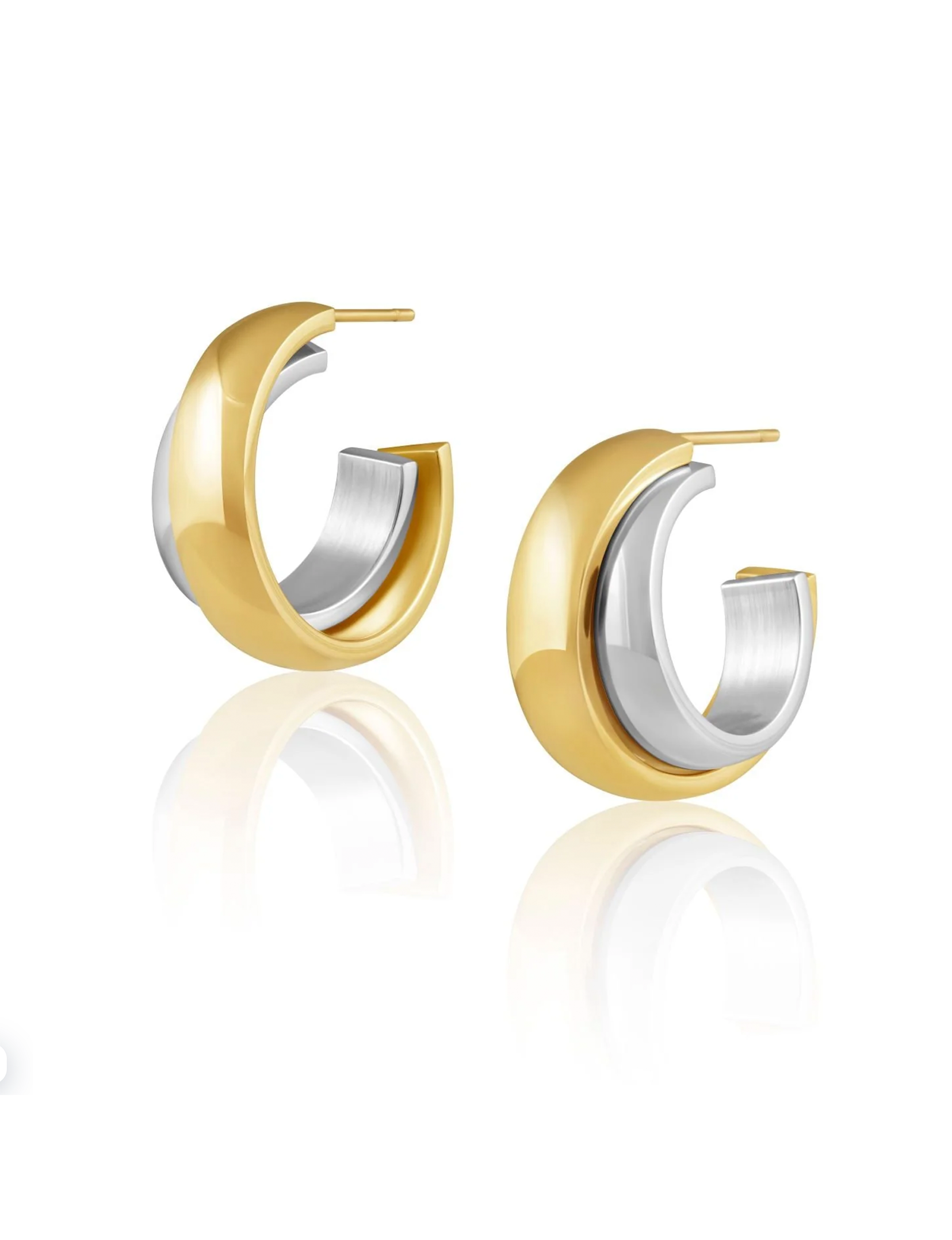 Mini Whitney Two Tone Hoop, Gold/Silver