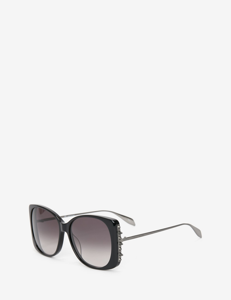 Alexander McQueen Spike Sunglasses, Black/Ruthen