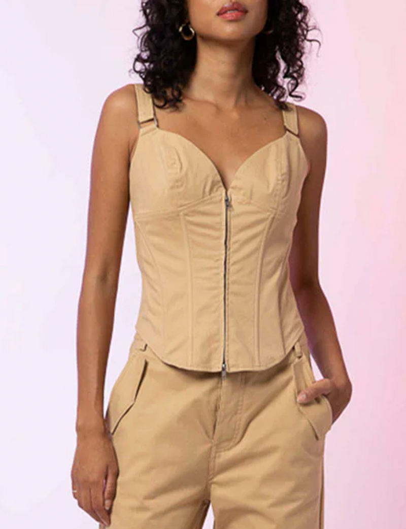 Line & Dot Vivienne Top, Khaki