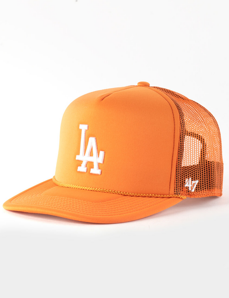LA Dodgers Foam Mesh Trucker Hat, Vibrant Orange/White