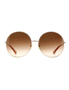Round Frame Sunglasses, Gold/Brown