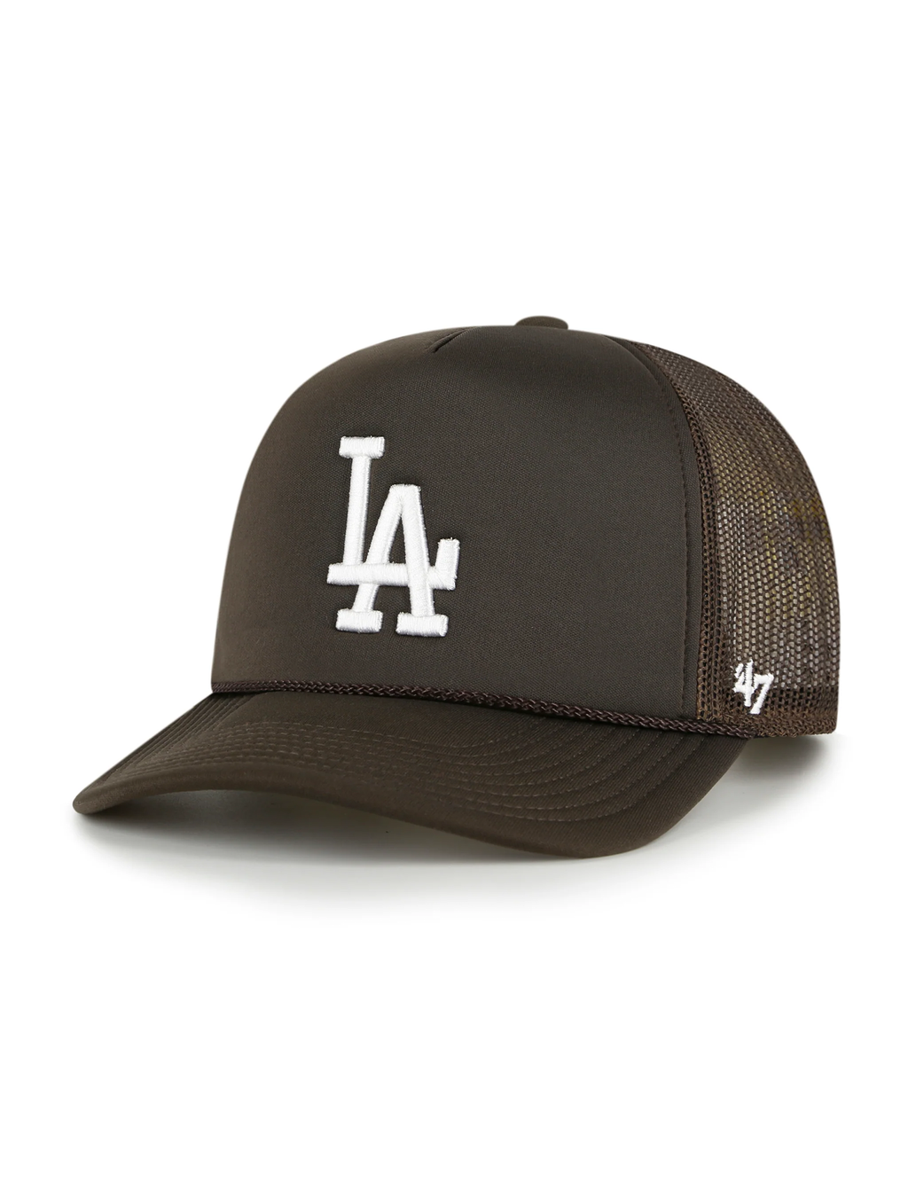 LA Dodgers Foam Mesh Trucker Hat, Brown/White