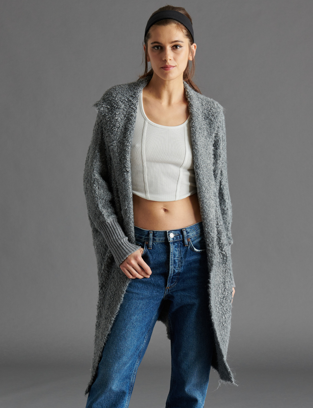 Delsey Sweater Coat, Heather Grey