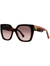 Classic Square Frame Sunglasses, Havana/Crystal/Brown