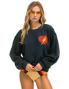 Heart Stitch Relaxed Crew Sweatshirt, Charcoal
