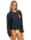 Heart Stitch Relaxed Crew Sweatshirt, Charcoal