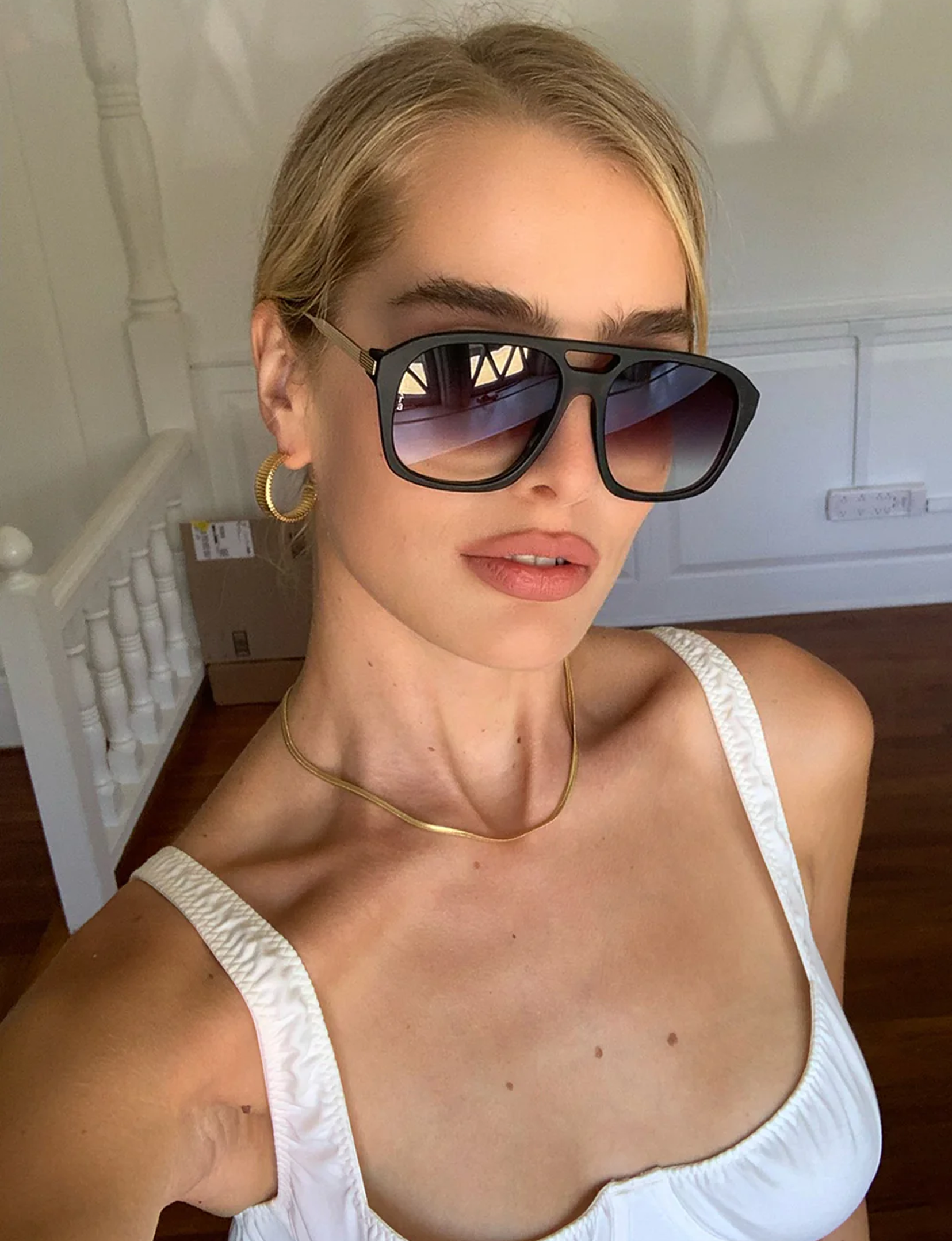 Reina Sunglasses, Matte Black/Fade