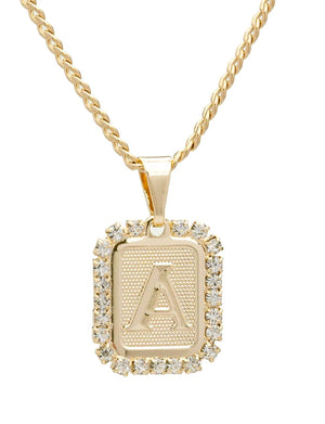 Royal Initial Card Necklace, Gold