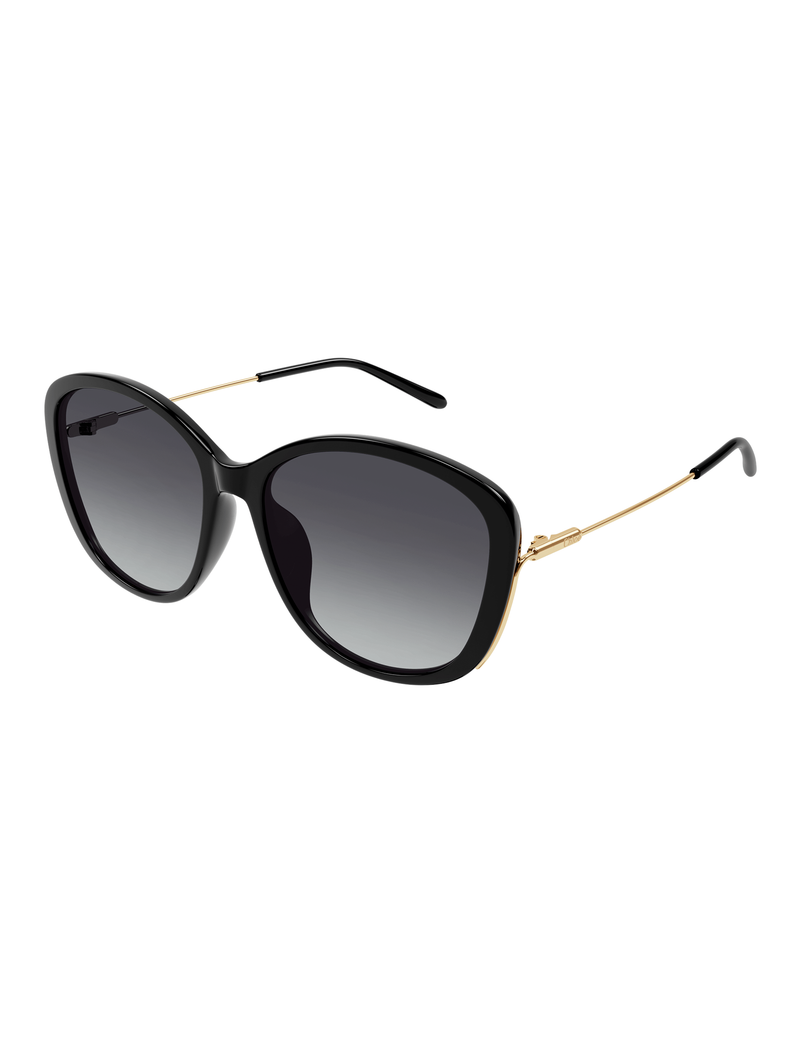 Soft Cat Eye Sunglasses, Black/Gold/Grey